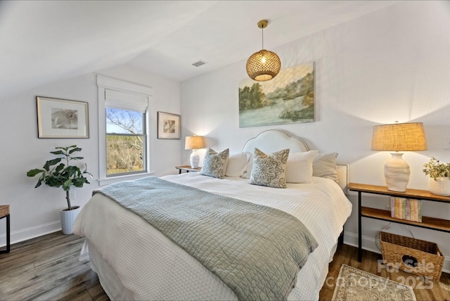 5888 Wood Duck Way, Catawba, NC 28609 - bedroom featuring vaulted ceiling, wood finished floors, and baseboards