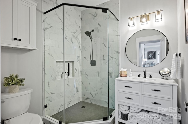 5888 Wood Duck Way, Catawba, NC 28609 - full bathroom with a marble finish shower, toilet, and vanity