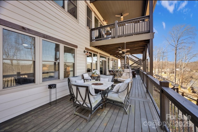 5888 Wood Duck Way, Catawba, NC 28609 - deck with a fire pit and a ceiling fan