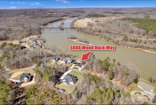 5888 Wood Duck Way, Catawba, NC 28609 - aerial view of property's location with a nearby body of water, a heavily wooded area, and a notable bridge