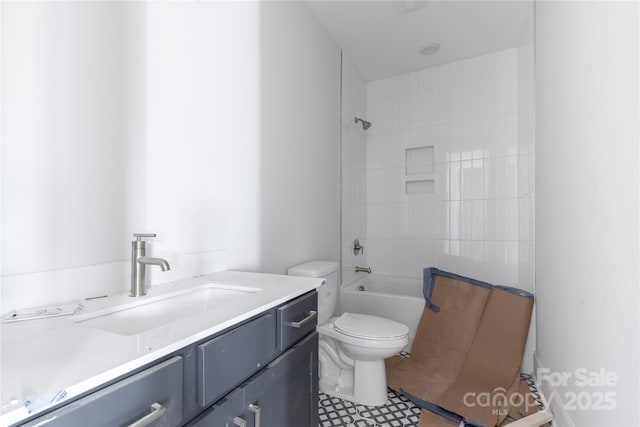 1504 Baileys Run, Gastonia, NC 28056 - bathroom with toilet, vanity,  shower combination, and tile patterned flooring
