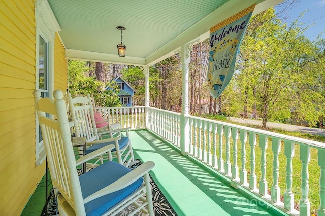 balcony featuring a porch
