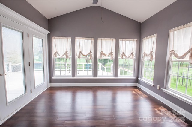 8810 Cool Meadow Dr, Huntersville, NC 28078 - unfurnished sunroom featuring vaulted ceiling, wood finished floors, and baseboards