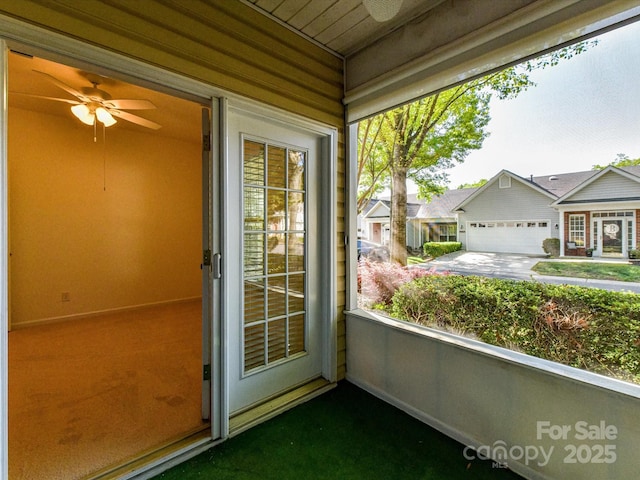11705 Silverado Ln, Charlotte, NC 28277 - unfurnished sunroom with healthy amount of natural light and ceiling fan