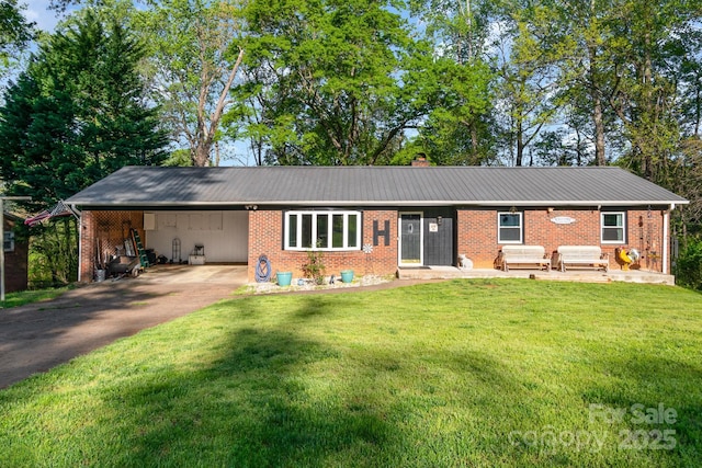 1218 Donna Dr, Shelby, NC 28152 - ranch-style home featuring an attached carport, aphalt driveway, brick siding, and a front lawn
