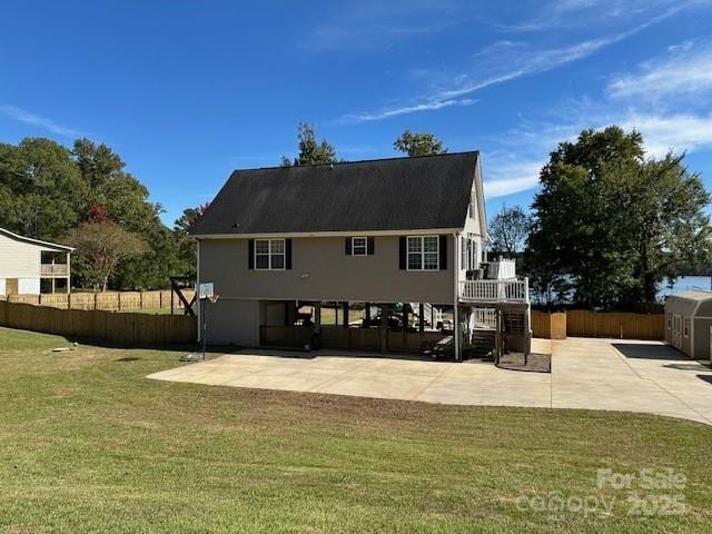 1273 Wateree Estates Rd, Winnsboro, SC 29180 - rear view of property with a patio, stairway, a yard, and fence