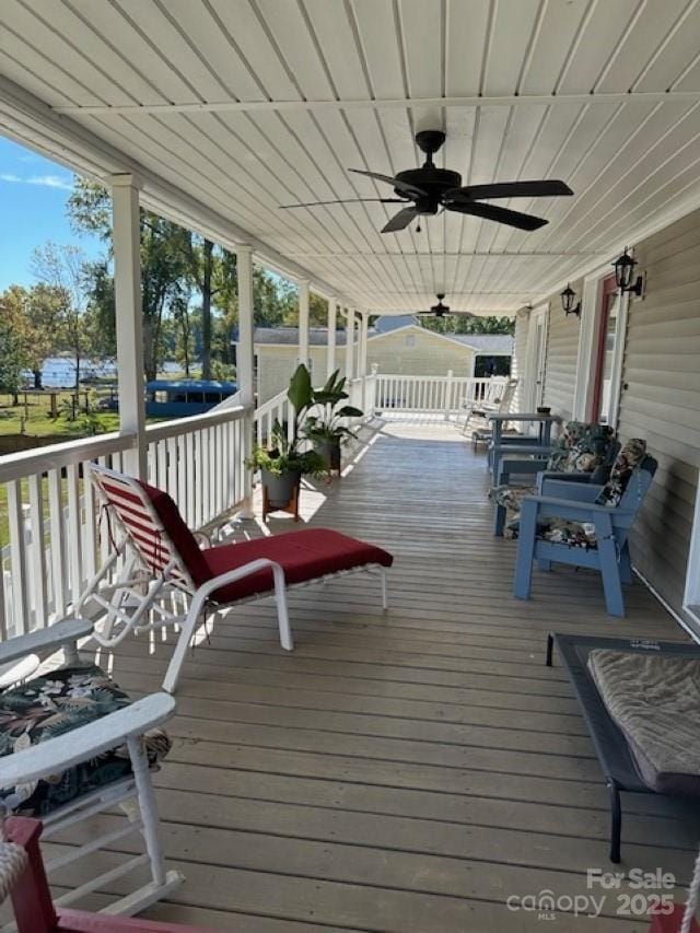 1273 Wateree Estates Rd, Winnsboro, SC 29180 - deck with ceiling fan and covered porch