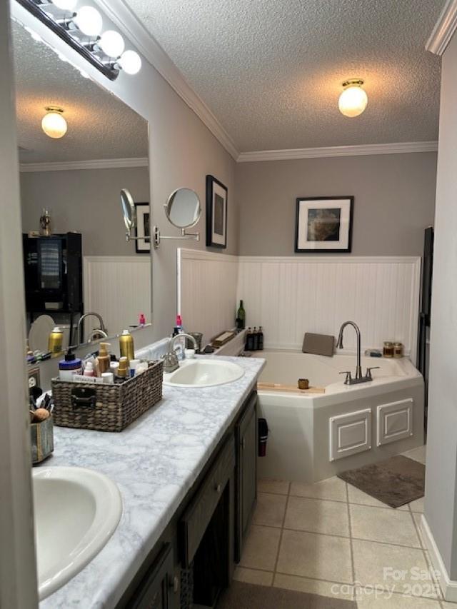 1273 Wateree Estates Rd, Winnsboro, SC 29180 - full bath with a sink, ornamental molding, and tile patterned floors
