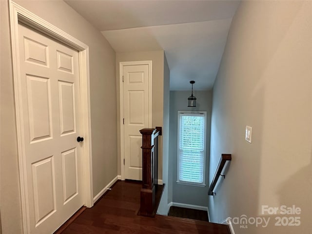 9508 Hayenridge Ct, Huntersville, NC 28078 - stairway with baseboards and wood finished floors