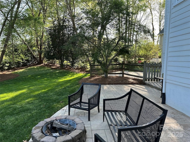 9508 Hayenridge Ct, Huntersville, NC 28078 - view of patio / terrace featuring an outdoor fire pit