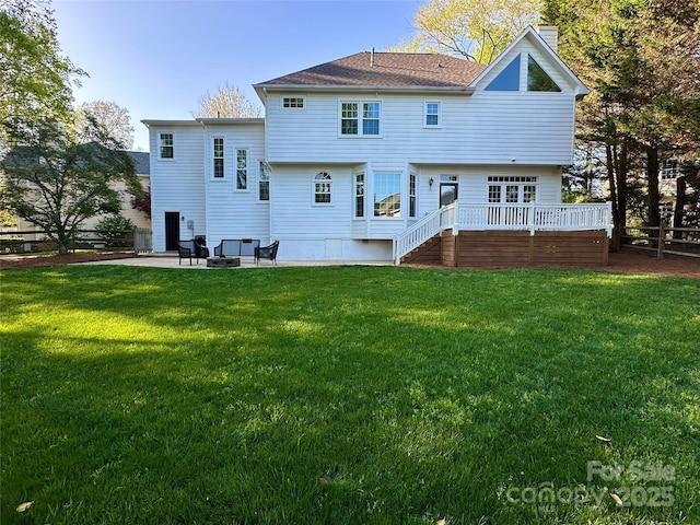 9508 Hayenridge Ct, Huntersville, NC 28078 - back of property featuring a patio area, fence, a wooden deck, and a lawn