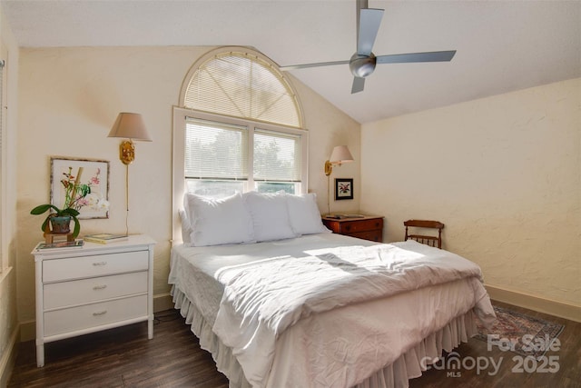 1473 12th Street Dr NW, Hickory, NC 28601 - bedroom featuring baseboards, a ceiling fan, wood finished floors, and vaulted ceiling