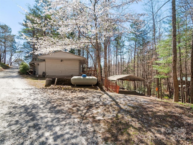 exterior space featuring a detached carport