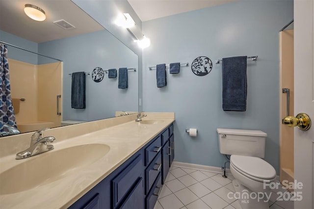 8 Hunting Country Trl, Tryon, NC 28782 - full bath featuring visible vents, baseboards, a sink, toilet, and tile patterned flooring