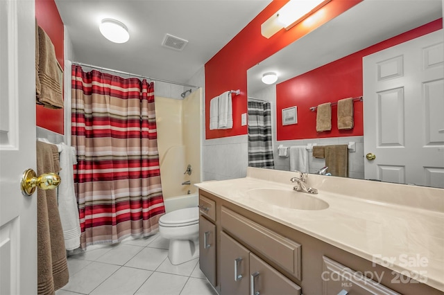 8 Hunting Country Trl, Tryon, NC 28782 - bathroom featuring visible vents, shower / tub combo, toilet, vanity, and tile patterned floors