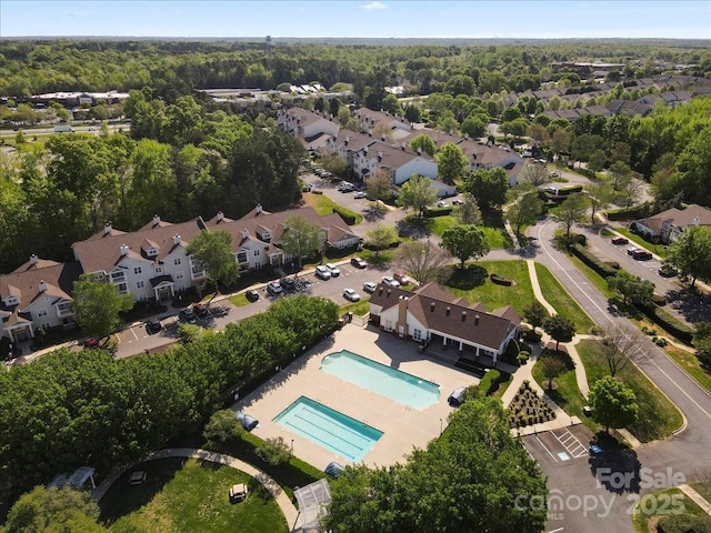 drone / aerial view with a residential view