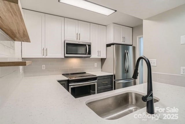 2335 Brookview Ct, Rock Hill, SC 29732 - kitchen featuring a sink, white cabinets, appliances with stainless steel finishes, and decorative backsplash