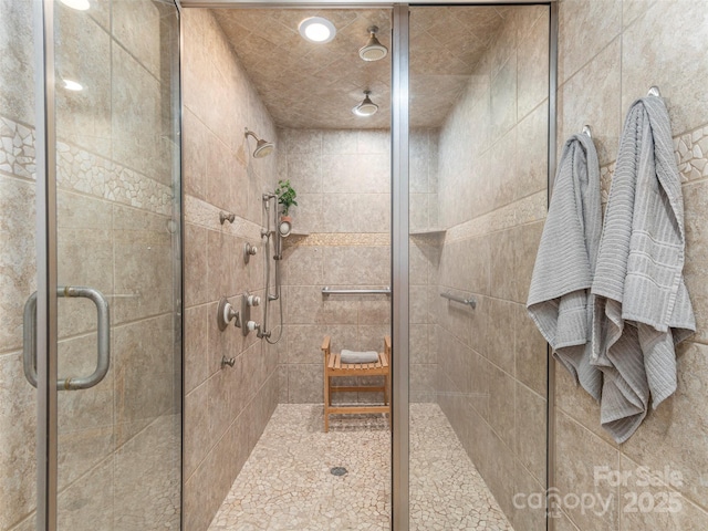 full bathroom featuring a shower stall