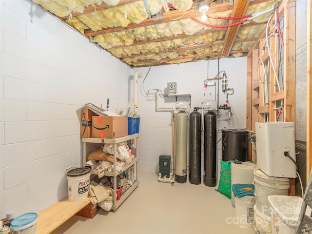 unfinished basement with concrete block wall