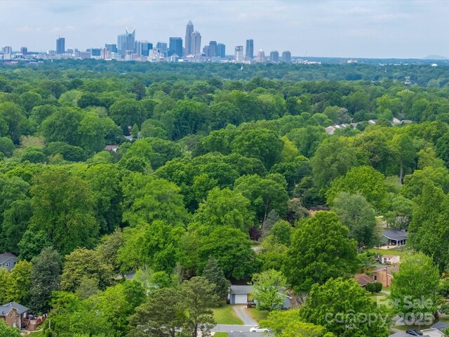 bird's eye view featuring a city view and a view of trees