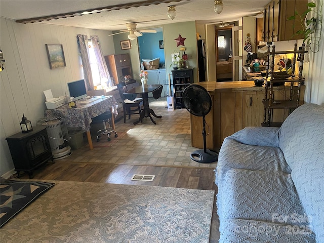 1798 Lonnie Shuffler St, Morganton, NC 28655 - living room featuring visible vents, ceiling fan, and wood finished floors