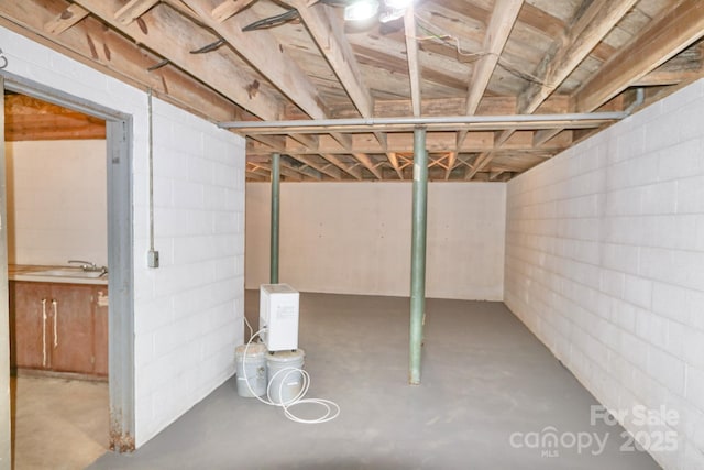125 Dutchman Creek Rd, Elkin, NC 28621 - unfinished basement featuring a sink and concrete block wall