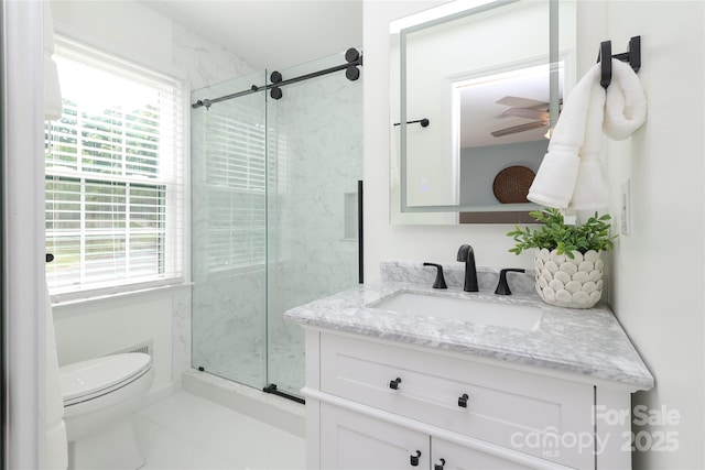 2413 Bergen Ct, Charlotte, NC 28210 - bathroom with toilet, vanity, and a stall shower