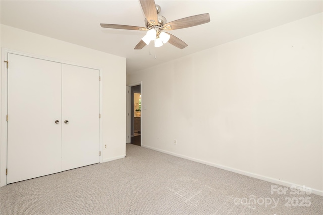 2413 Bergen Ct, Charlotte, NC 28210 - unfurnished bedroom featuring baseboards, a closet, a ceiling fan, and light colored carpet
