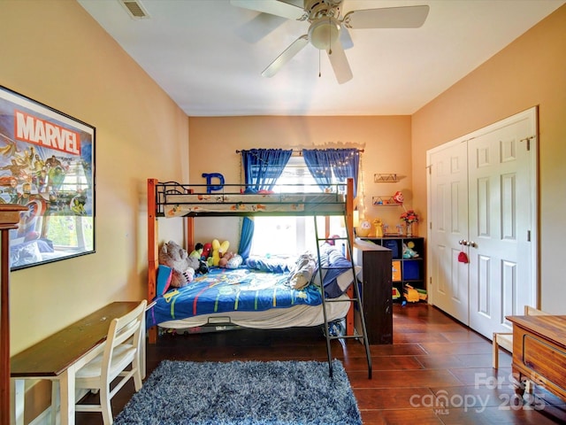 135 Boulder Ridge Dr, Denton, NC 27239 - bedroom featuring visible vents, multiple windows, a closet, and wood finished floors