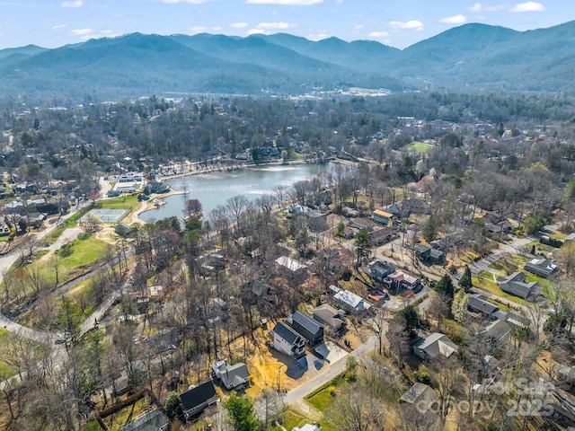 408 S Oconeechee Ave, Black Mountain, NC 28711 - drone / aerial view featuring a water and mountain view