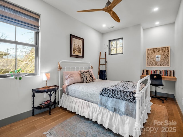 408 S Oconeechee Ave, Black Mountain, NC 28711 - bedroom featuring recessed lighting, baseboards, visible vents, and wood finished floors