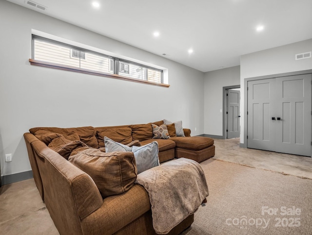 408 S Oconeechee Ave, Black Mountain, NC 28711 - living room with visible vents, recessed lighting, and light colored carpet