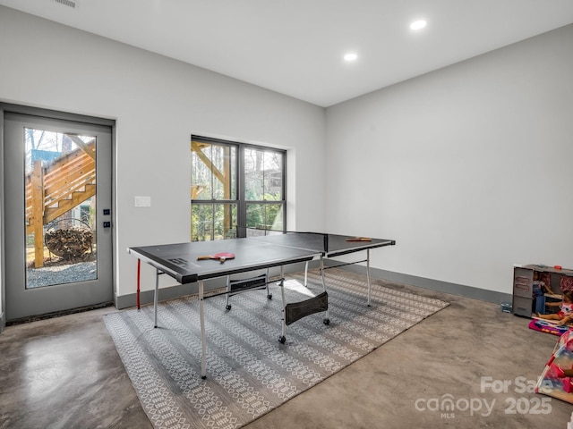 408 S Oconeechee Ave, Black Mountain, NC 28711 - recreation room featuring concrete flooring, recessed lighting, and a wealth of natural light
