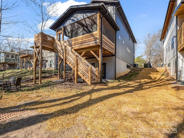 408 S Oconeechee Ave, Black Mountain, NC 28711 - back of property with a wooden deck and stairway