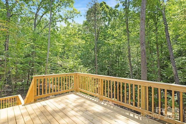deck with a forest view