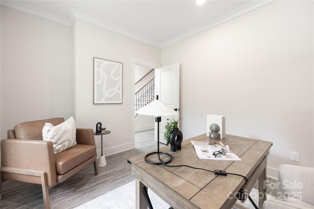 8937 Penstemons Dr, Charlotte, NC 28215 - home office featuring crown molding and light wood-style floors
