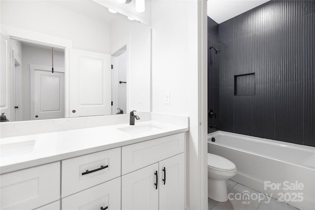 8937 Penstemons Dr, Charlotte, NC 28215 - bathroom featuring double vanity, tile patterned flooring, and shower / washtub combination