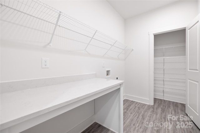 8937 Penstemons Dr, Charlotte, NC 28215 - laundry room with washer hookup, wood finished floors, and electric dryer hookup