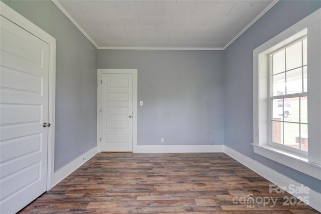 210 Moriah School Rd, Casar, NC 28020 - spare room with ornamental molding, dark wood-style floors, and baseboards