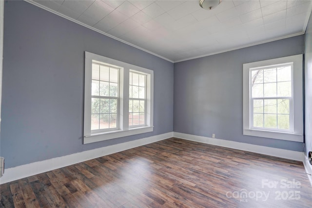 210 Moriah School Rd, Casar, NC 28020 - spare room featuring ornamental molding, dark wood-style floors, and baseboards