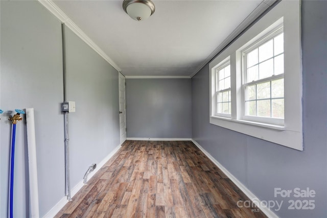 210 Moriah School Rd, Casar, NC 28020 - unfurnished room with wood finished floors, ornamental molding, and baseboards