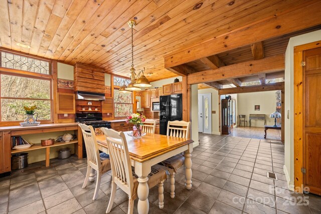 63 Chestnut Forest Rd, Fairview, NC 28730 - dining room featuring visible vents and wooden ceiling