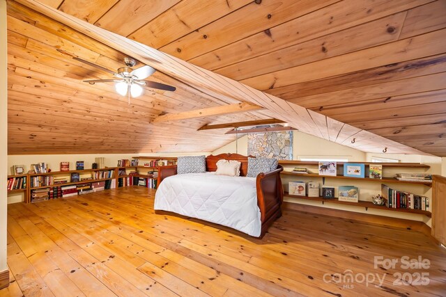 63 Chestnut Forest Rd, Fairview, NC 28730 - bedroom featuring hardwood / wood-style flooring, wood ceiling, and lofted ceiling with beams