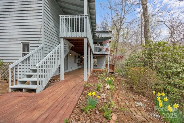 63 Chestnut Forest Rd, Fairview, NC 28730 - view of side of home featuring stairway and a deck