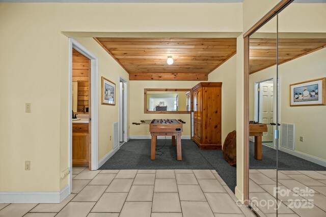 63 Chestnut Forest Rd, Fairview, NC 28730 - game room with wooden ceiling, baseboards, and visible vents