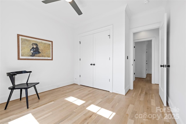 210 Walford Dr, Charlotte, NC 28208 - unfurnished bedroom featuring light wood-type flooring, a closet, ceiling fan, and baseboards