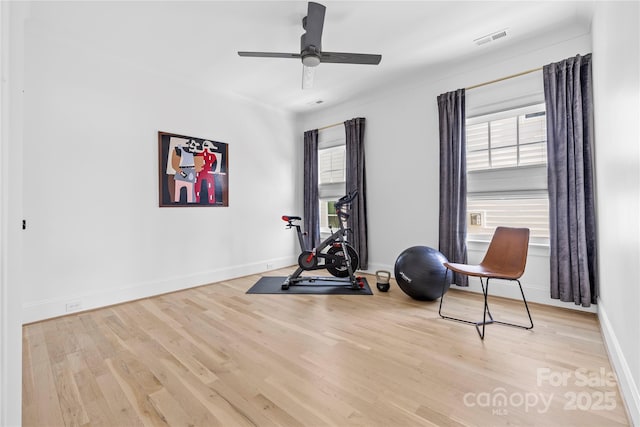 210 Walford Dr, Charlotte, NC 28208 - workout area with visible vents, baseboards, and wood finished floors