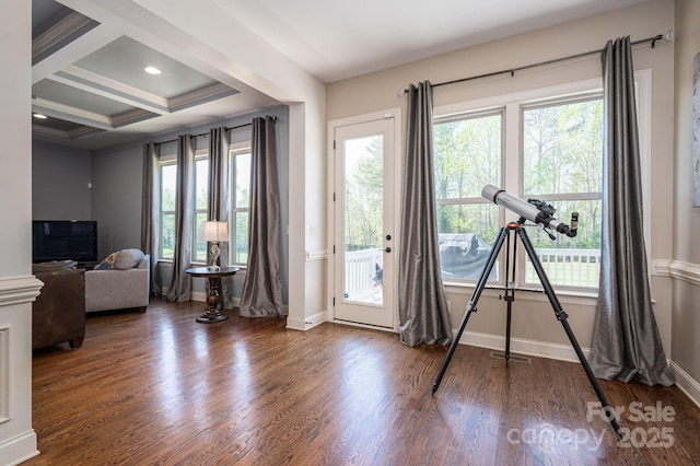 6352 Willow Farm Dr, Denver, NC 28037 - doorway with baseboards, wood finished floors, and a wealth of natural light