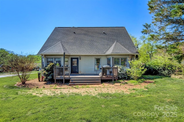 1050 Merrywood Dr, Newton, NC 28658 - back of house with a yard, a shingled roof, and a deck