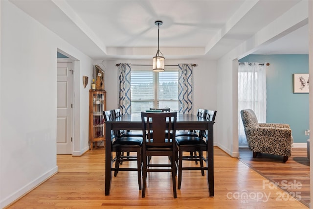 1050 Merrywood Dr, Newton, NC 28658 - dining room featuring light wood finished floors, baseboards, and a raised ceiling